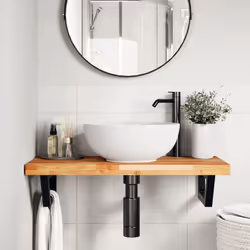 vidaXL Basin Shelf Wall Mounted Bathroom Countertop Steel & Solid Wood Acacia