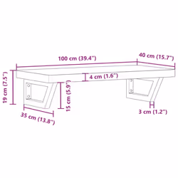 vidaXL Basin Shelf Wall Mounted Bathroom Countertop Steel & Solid Wood Acacia