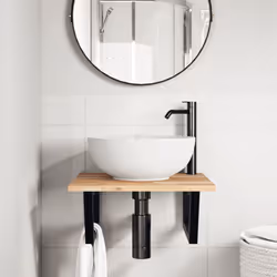 vidaXL Basin Shelf Wall Mounted Bathroom Countertop Steel & Solid Wood Acacia - Additional view 2