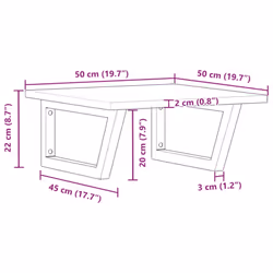 vidaXL Basin Shelf Wall Mounted Bathroom Countertop Steel & Solid Wood Acacia - Additional view 3