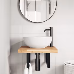 vidaXL Basin Shelf Wall Mounted Bathroom Countertop Steel & Solid Wood Acacia