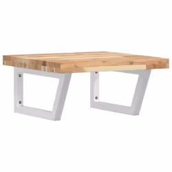 vidaXL Basin Shelf Wall Mounted Bathroom Countertop Steel & Solid Wood Acacia