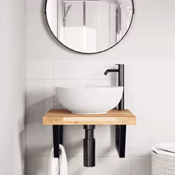 vidaXL Basin Shelf Wall Mounted Bathroom Countertop Steel & Solid Wood Acacia