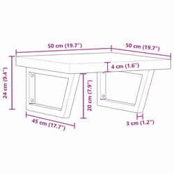 vidaXL Basin Shelf Wall Mounted Bathroom Countertop Steel & Solid Wood Acacia