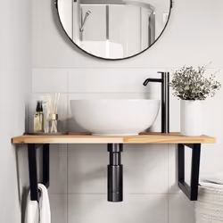 vidaXL Basin Shelf Wall Mounted Bathroom Countertop Steel & Solid Wood Acacia