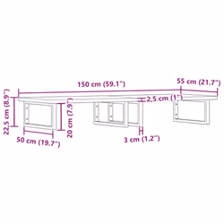 vidaXL Basin Shelf Wall Mounted Bathroom Countertop Steel and Solid Wood Beech