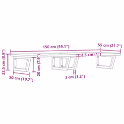 vidaXL Basin Shelf Wall Mounted Bathroom Countertop Steel and Solid Wood Beech