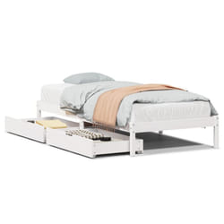 vidaXL Bed Frame with Drawers White 75x190 cm Small Single Solid Wood Pine