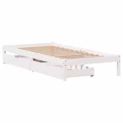 vidaXL Bed Frame with Drawers White 75x190 cm Small Single Solid Wood Pine - Additional view 2