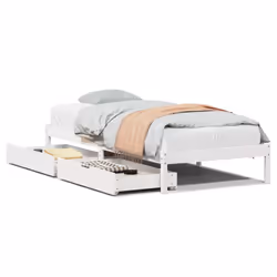 vidaXL Bed Frame with Drawers Home Bed Base White 90x200 cm Solid Wood Pine