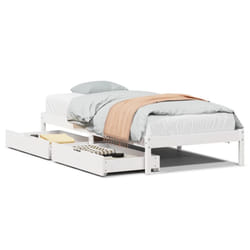 vidaXL Bed Frame with Drawers Home Bed Base White 90x200 cm Solid Wood Pine