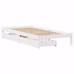 vidaXL Bed Frame with Drawers Home Bed Base White 100x200 cm Solid Wood Pine