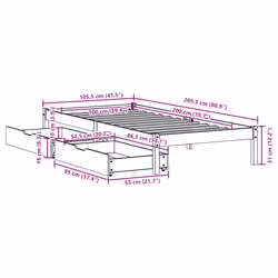 vidaXL Bed Frame with Drawers Home Bed Base White 100x200 cm Solid Wood Pine