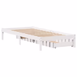vidaXL Bed Frame with Drawers Home Bed Base White 100x200 cm Solid Wood Pine - Additional view 5