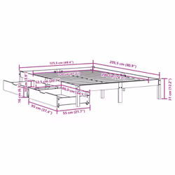 vidaXL Bed Frame with Drawers Home Bed Base White 120x200 cm Solid Wood Pine - Additional view 10