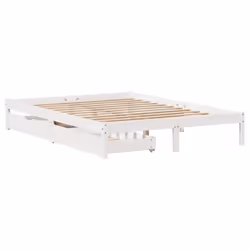vidaXL Bed Frame with Drawers Home Bed Base White 120x200 cm Solid Wood Pine - Additional view 2