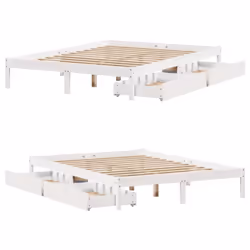 vidaXL Bed Frame with Drawers Home Bed Base White 120x200 cm Solid Wood Pine - Additional view 8
