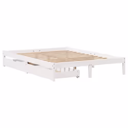 vidaXL Bed Frame with Drawers Home Bed Base White 140x200 cm Solid Wood Pine - Additional view 2