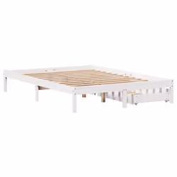 vidaXL Bed Frame with Drawers Home Bed Base White 140x200 cm Solid Wood Pine - Additional view 5