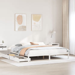 vidaXL Bed Frame with Drawers Home Bed Base White 200x200 cm Solid Wood Pine