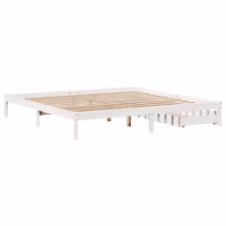 vidaXL Bed Frame with Drawers Home Bed Base White 200x200 cm Solid Wood Pine - Additional view 4