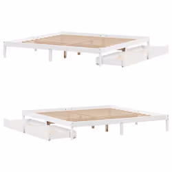 vidaXL Bed Frame with Drawers Home Bed Base White 200x200 cm Solid Wood Pine - Additional view 7