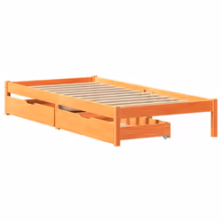 vidaXL Bed Frame with Drawers Bed Base Wax Brown 90x200 cm Solid Wood Pine - Additional view 2