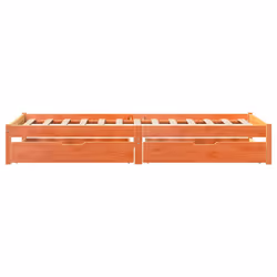 vidaXL Bed Frame with Drawers Bed Base Wax Brown 90x200 cm Solid Wood Pine - Additional view 4