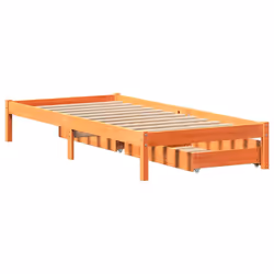 vidaXL Bed Frame with Drawers Bed Base Wax Brown 90x200 cm Solid Wood Pine - Additional view 5