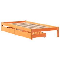 vidaXL Bed Frame with Drawers Bed Base Wax Brown 100x200 cm Solid Wood Pine - Additional view 2