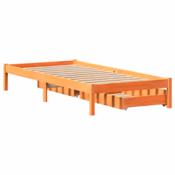vidaXL Bed Frame with Drawers Bed Base Wax Brown 100x200 cm Solid Wood Pine - Additional view 5