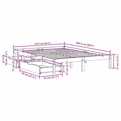 vidaXL Bed Frame with Drawers Bed Base Wax Brown 120x200 cm Solid Wood Pine - Additional view 3