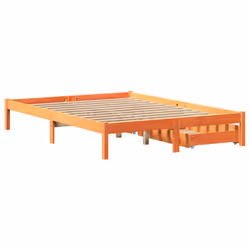 vidaXL Bed Frame with Drawers Bed Base Wax Brown 120x200 cm Solid Wood Pine - Additional view 5