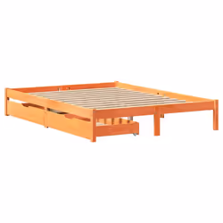 vidaXL Bed Frame with Drawers Bed Base Wax Brown 160x200 cm Solid Wood Pine - Additional view 2