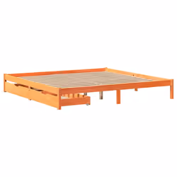 vidaXL Bed Frame with Drawers Bed Base Wax Brown 200x200 cm Solid Wood Pine - Additional view 2