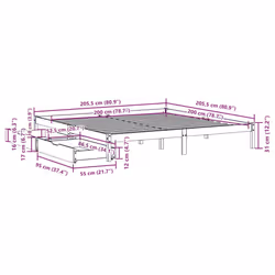 vidaXL Bed Frame with Drawers Bed Base Wax Brown 200x200 cm Solid Wood Pine - Additional view 3