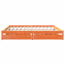 vidaXL Bed Frame with Drawers Bed Base Wax Brown 200x200 cm Solid Wood Pine - Additional view 4