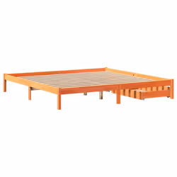 vidaXL Bed Frame with Drawers Bed Base Wax Brown 200x200 cm Solid Wood Pine - Additional view 5