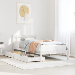 vidaXL Bed Frame with Drawers White 75x190 cm Small Single Solid Wood Pine