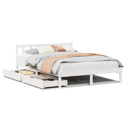 vidaXL Bed Frame with Drawers Home Bed Base Solid Wood Pine - white, 140 x 190 cm