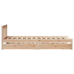 vidaXL Bed Frame with Drawers Home Bed Base Solid Wood Pine - natural, 100 x 200 cm