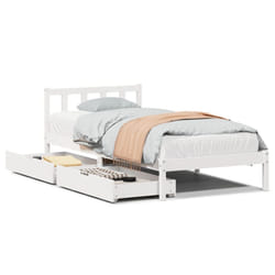 vidaXL Bed Frame with Drawers Home Bed Base Solid Wood Pine - white, 100 x 200 cm