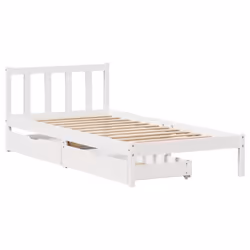 vidaXL Bed Frame with Drawers Home Bed Base Solid Wood Pine - white, 100 x 200 cm