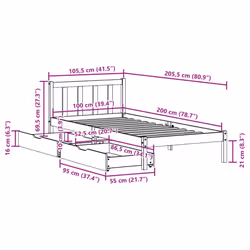vidaXL Bed Frame with Drawers Home Bed Base Solid Wood Pine - white, 100 x 200 cm