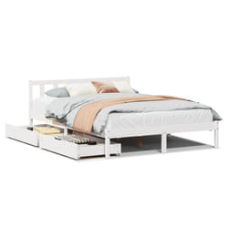 vidaXL Bed Frame with Drawers Home Bed Base Solid Wood Pine - white, 120 x 200 cm