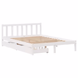 vidaXL Bed Frame with Drawers Home Bed Base Solid Wood Pine - white, 120 x 200 cm