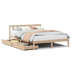vidaXL Bed Frame with Drawers Bed Base 150x200 cm King Size Solid Wood Pine