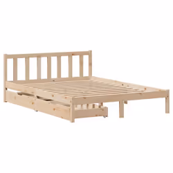 vidaXL Bed Frame with Drawers Bed Base 150x200 cm King Size Solid Wood Pine