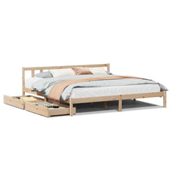 vidaXL Bed Frame with Drawers Bed Base 180x200 cm Super King Solid Wood Pine