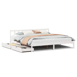 vidaXL Bed Frame with Drawers Home Bed Base Solid Wood Pine - white, 200 x 200 cm